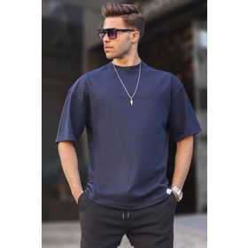 Madmext 6066 Lacivert Oversize Fit Basic Erkek T-shirt