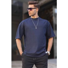 Madmext 6066 Lacivert Oversize Fit Basic Erkek T-shirt