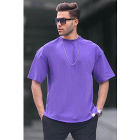 Madmext 6066 Mor Oversize Fit Basic Erkek T-shirt