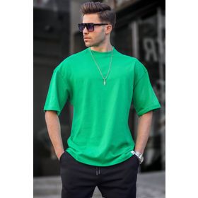 Madmext 6066 Parlak Yeşil Oversize Erkek T-shirt