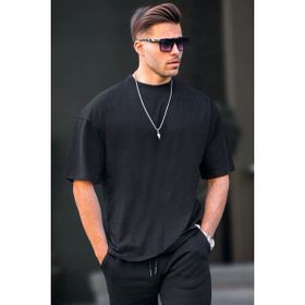 Madmext 6066 Siyah Oversize Fit Basic Erkek T-shirt