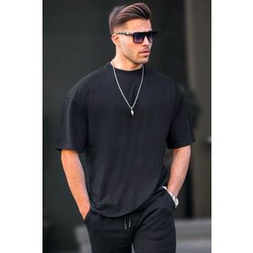 Madmext 6066 Siyah Oversize Fit Basic Erkek T-shirt