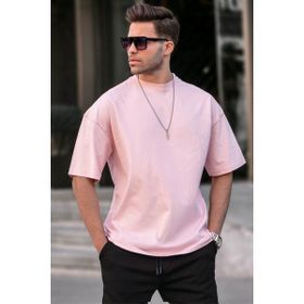 Madmext 6066 Toz Pembe Oversize Fit Basic Erkek T-shirt