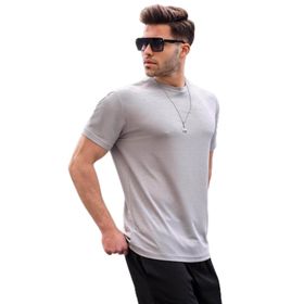 Madmext 6069 Boyalı Gri Regular Fit Basic Erkek T-shirt