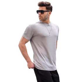 Madmext 6069 Boyalı Gri Regular Fit Basic Erkek T-shirt