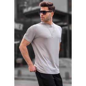 Madmext 6069 Boyalı Gri Regular Fit Basic Erkek T-shirt