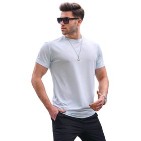 Madmext 6069 Mavi Regular Fit Basic Erkek T-shirt