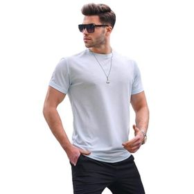 Madmext 6069 Mavi Regular Fit Basic Erkek T-shirt