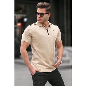 Madmext 6076 Bordo Basic Fermuarlı Polo Erkek T-shirt