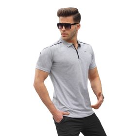 Madmext 6076 Grimelanj Basic Fermuarlı Polo Erkek T-shirt