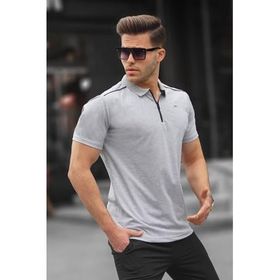 Madmext 6076 Grimelanj Basic Fermuarlı Polo Erkek T-shirt