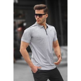 Madmext 6076 Grimelanj Basic Fermuarlı Polo Erkek T-shirt