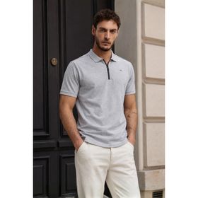 Madmext 6076 Grimelanj Basic Fermuarlı Polo Erkek T-shirt