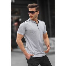 Madmext 6076 Grimelanj Basic Fermuarlı Polo Erkek T-shirt