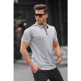 Madmext 6076 Grimelanj Basic Fermuarlı Polo Erkek T-shirt
