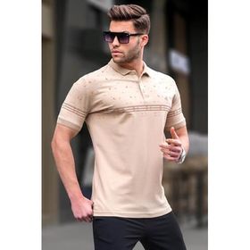 Madmext 6077 Bej Polo Yaka Erkek T-shirt