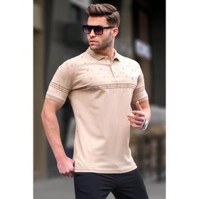 Madmext 6077 Bej Polo Yaka Erkek T-shirt