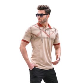 Madmext 6080 Bej Desenli Polo Yaka Erkek T-shirt