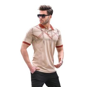 Madmext 6080 Bej Desenli Polo Yaka Erkek T-shirt