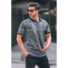 Madmext 6080 Füme Desenli Polo Yaka Erkek T-shirt