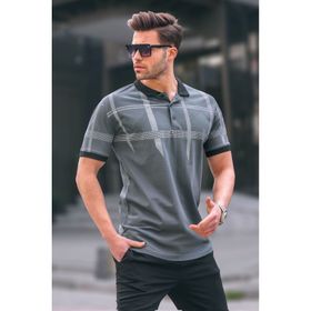 Madmext 6080 Füme Desenli Polo Yaka Erkek T-shirt
