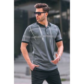 Madmext 6080 Füme Desenli Polo Yaka Erkek T-shirt