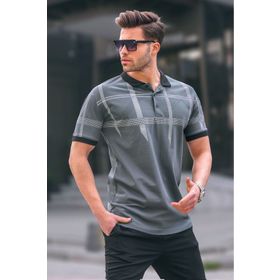 Madmext 6080 Füme Desenli Polo Yaka Erkek T-shirt