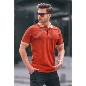 Madmext 6080 Kiremit Desenli Polo Yaka Erkek T-shirt