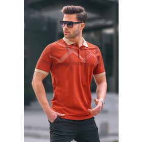 Madmext 6080 Kiremit Desenli Polo Yaka Erkek T-shirt