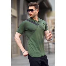 Madmext 6081 Haki Desenli Polo Yaka Erkek T-shirt