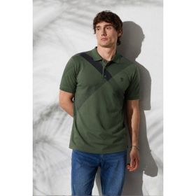 Madmext 6081 Koyu Yeşil Desenli Polo Yaka Erkek T-shirt