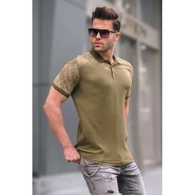 Madmext 6082 Haki Desenli Polo Yaka Erkek T-shirt