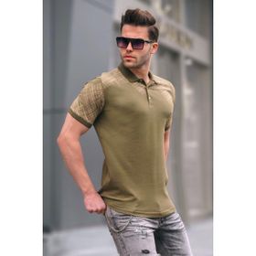 Madmext 6082 Haki Desenli Polo Yaka Erkek T-shirt