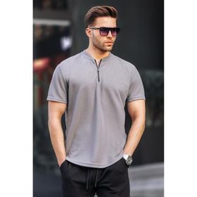 Madmext 6086 Füme Fermuar Yaka Erkek T-shirt