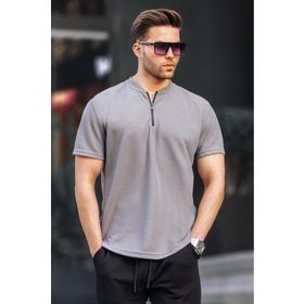 Madmext 6086 Füme Fermuar Yaka Erkek T-shirt