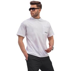 Madmext 6090 Beyaz Parçalı Basic Erkek T-shirt