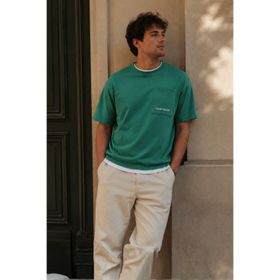 Madmext 6090 Koyu Yeşil Parçalı Basic Erkek T-shirt