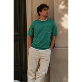 Madmext 6090 Koyu Yeşil Parçalı Basic Erkek T-shirt