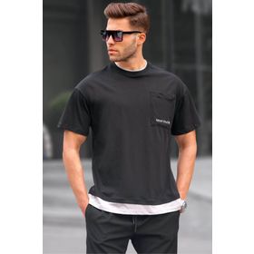 Madmext 6090 Siyah Parçalı Basic Erkek T-shirt