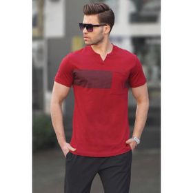 Madmext 6094 Bordo Cep Detaylı Regular Fit Erkek T-shirt