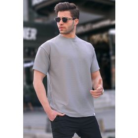 Madmext 6099 Boyalı Gri Regular Fit Basic Erkek T-shirt
