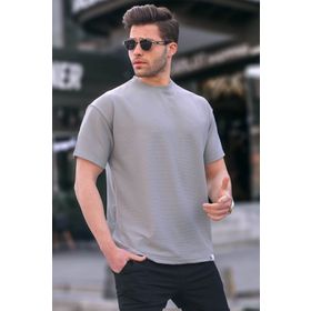 Madmext 6099 Boyalı Gri Regular Fit Basic Erkek T-shirt
