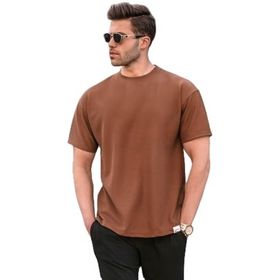 Madmext 6099 Kahverengi Regular Fit Basic Erkek T-shirt