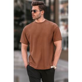 Madmext 6099 Kahverengi Regular Fit Basic Erkek T-shirt