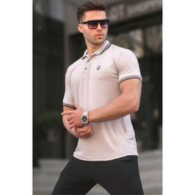 Madmext 6100 Polo Yaka Boyalı Gri Basic Regular Fit Erkek T-shirt