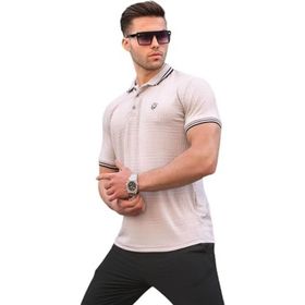 Madmext 6100 Polo Yaka Boyalı Gri Basic Regular Fit Erkek T-shirt