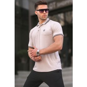 Madmext 6100 Polo Yaka Boyalı Gri Basic Regular Fit Erkek T-shirt