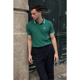Madmext 6100 Polo Yaka Koyu Yeşil Basic Regular Fit Erkek T-shirt