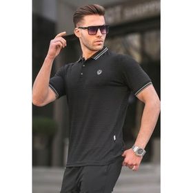 Madmext 6100 Siyah Basic Regular Fit Polo Yaka Erkek T-shirt