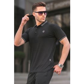 Madmext 6100 Siyah Basic Regular Fit Polo Yaka Erkek T-shirt